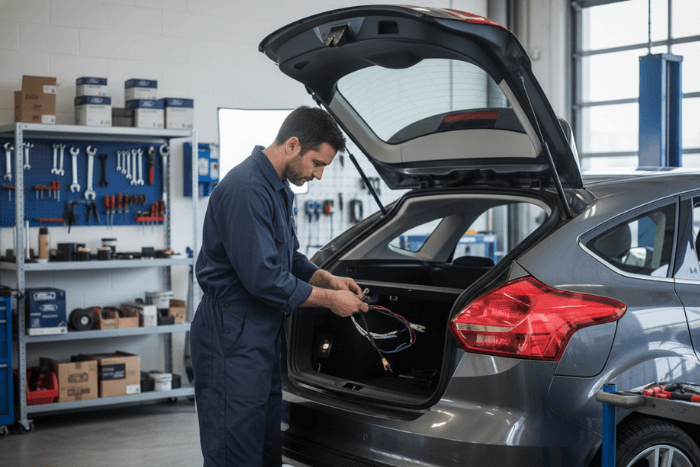 Ford Rückleuchten eingebaut in Werkstatt